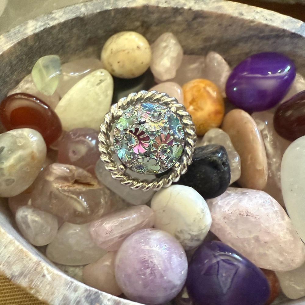 Sarah Cov. Iridescent Ring silver plated Adj. vintage rare “Northern Lights” - Picture 4 of 6